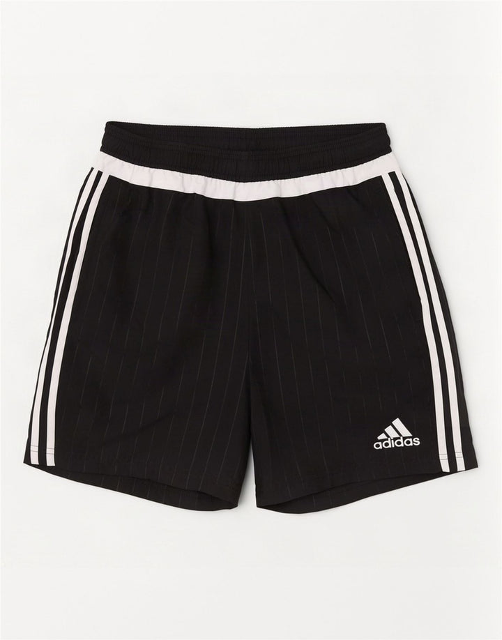 Pantaloni scurți sport Adidas pentru bărbați, poliester cu dungi medii, negre