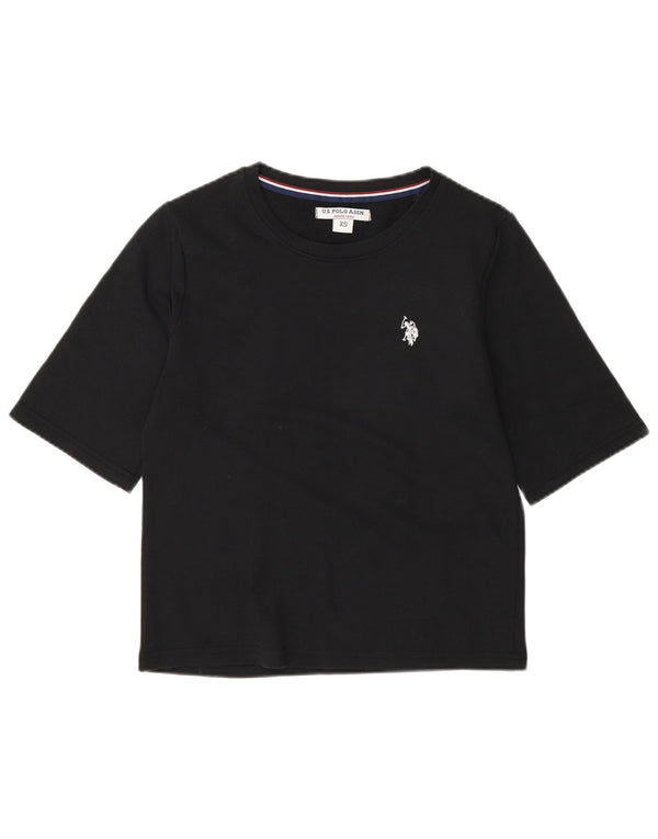 U.S. Polo Assn. Tricou Crop pentru femei UK 6 XS Bumbac negru