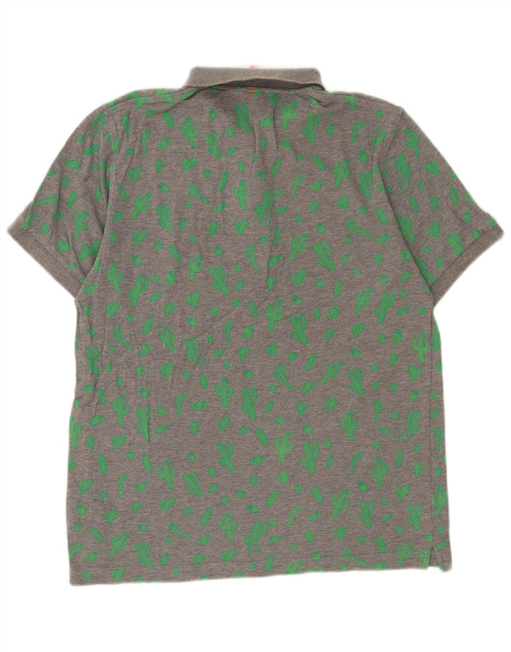 Sun68 Tricou polo pentru bărbați cu model abstract, bumbac gri mediu