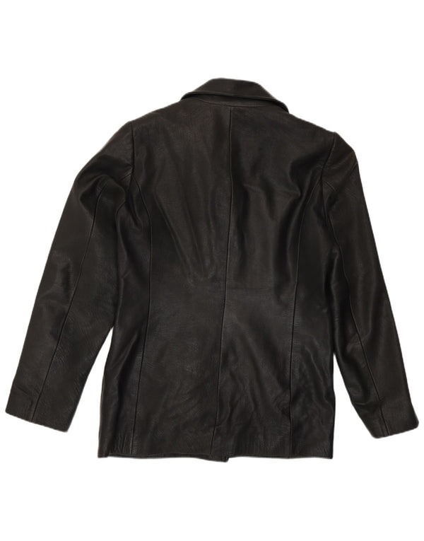 Fransa Jachetă din piele cu 3 nasturi pentru femei UK 14 Piele neagră medie