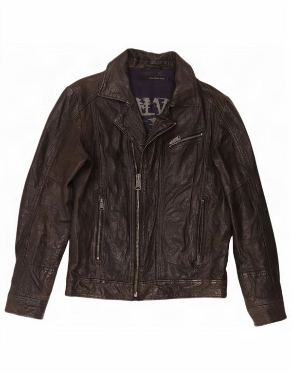 Jachetă motociclist din piele pentru bărbați Calvin Klein Jeans UK 40 Large Black