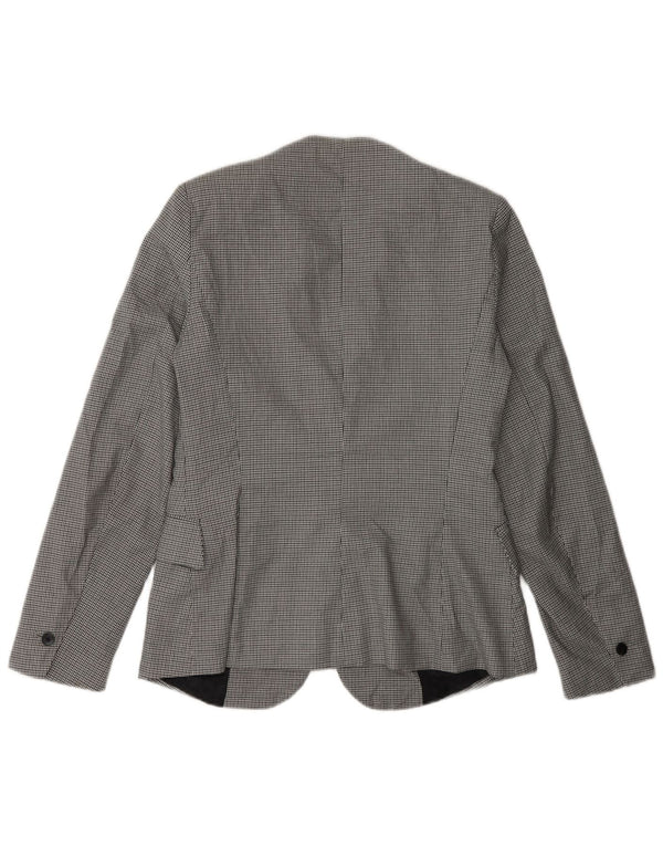 Blazer pentru femei Zara cu 1 nasture EU 36 XS Poliester picior de găină gri