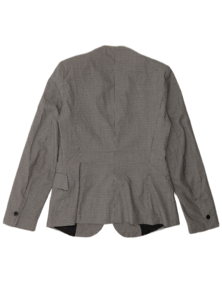 Blazer pentru femei Zara cu 1 nasture EU 36 XS Poliester picior de găină gri