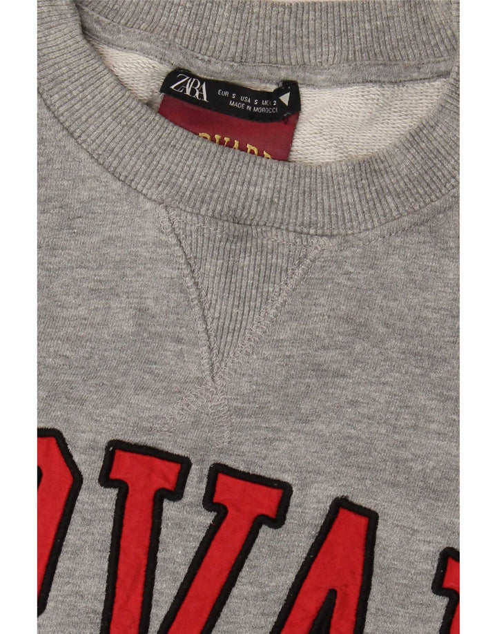 Pulover oversize cu grafic Harvard pentru femei Zara UK 10 Gri mic