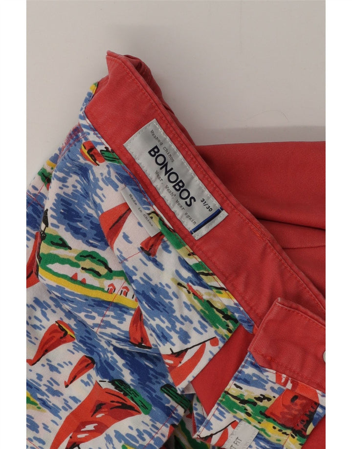 BONOBOS Pantaloni chino drepți pentru bărbați L31 L30 bumbac roșu