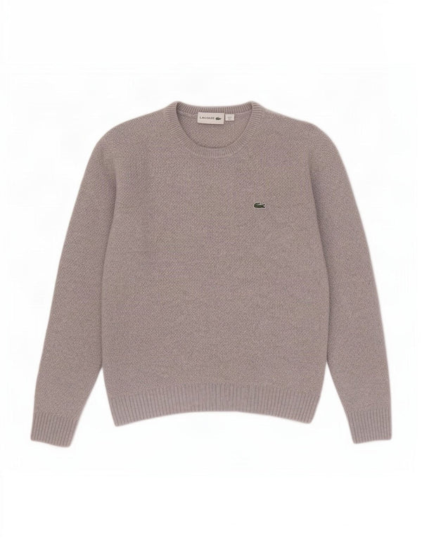 Pulover pentru femei Lacoste cu decolteu triplu UK 10 Lână gri mică