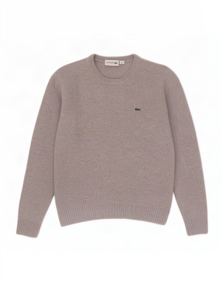 Pulover pentru femei Lacoste cu decolteu triplu UK 10 Lână gri mică
