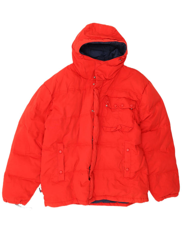 Tommy Hilfiger Mens Hooded Padded Jacket UK 40 Large Red Polyester