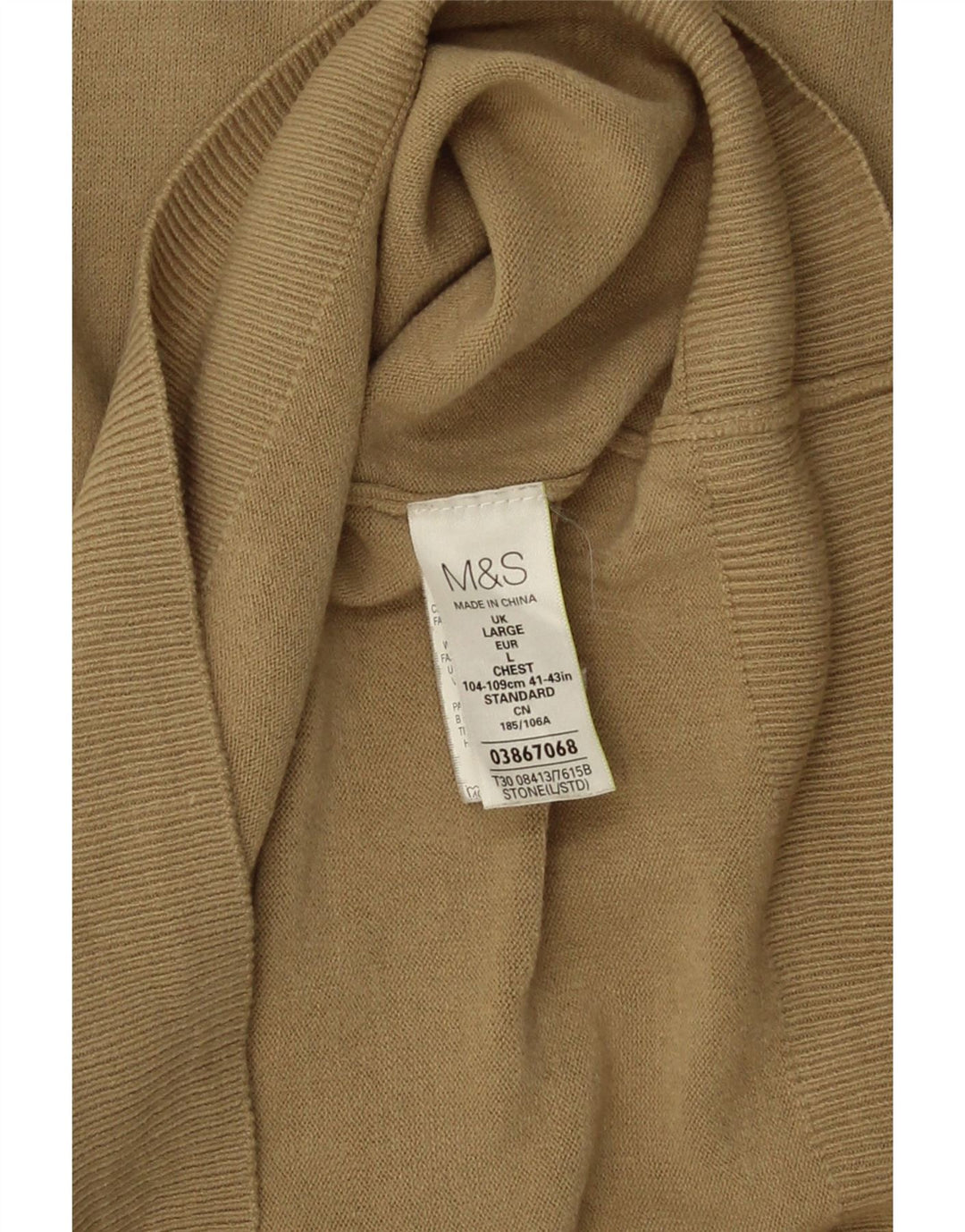 Pulover pentru bărbați Marks & Spencer, cu decolteu în V, mare, bej, acrilic