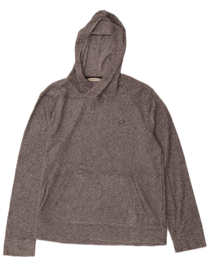 CALVIN KLEIN JEANS Pulover cu glugă pentru femei UK 14, bumbac cu pete gri mediu