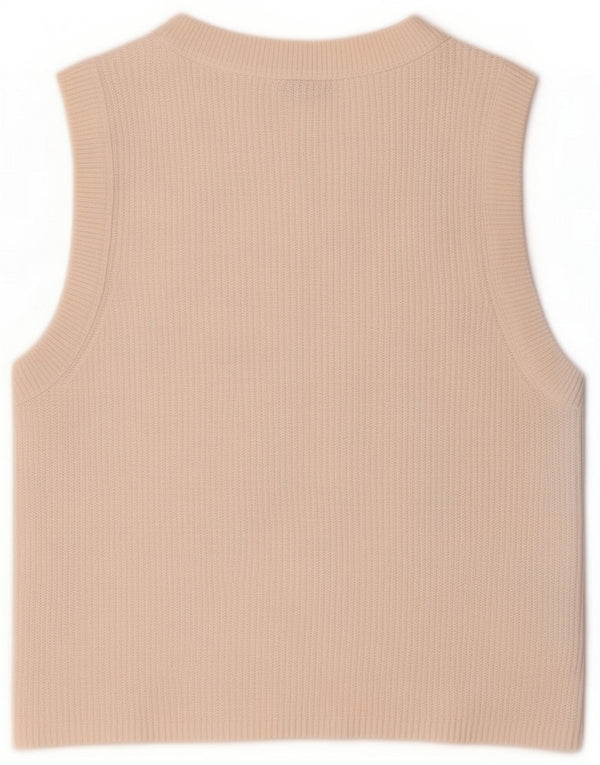 Massimo Dutti Womens Crop Vest Top UK 12 Medium White Bumbac