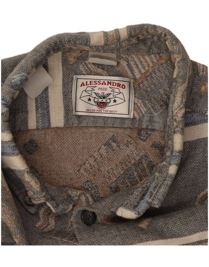 Cămașă de flanel vintage pentru bărbați, mare, gri cu dungi