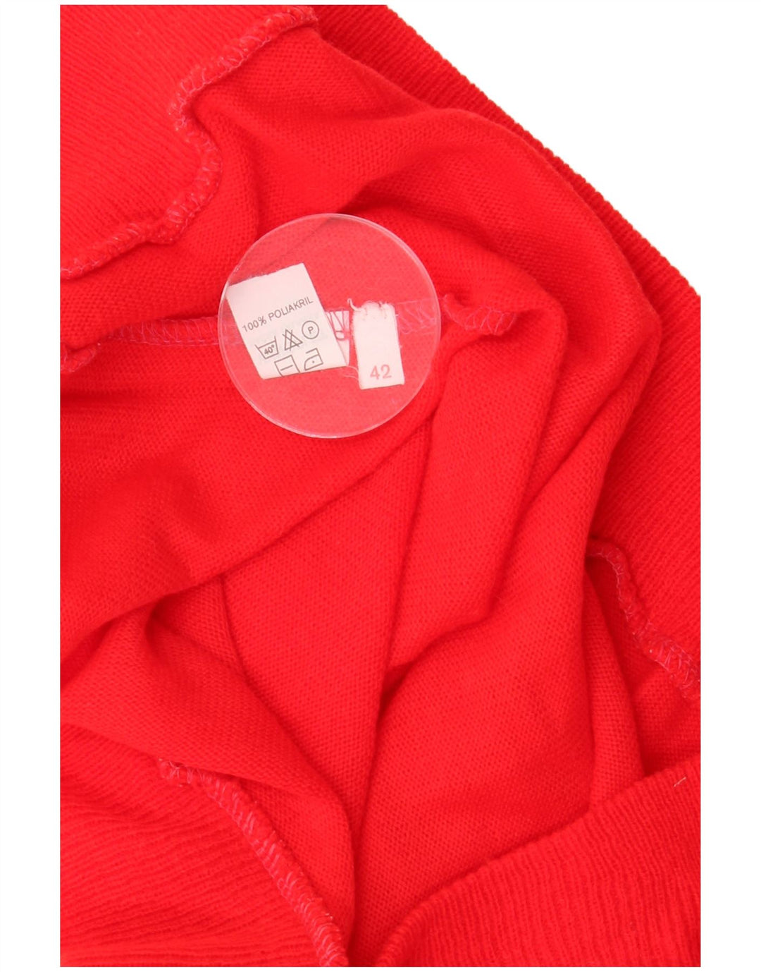 Pulover vintage pentru femei cu gât polo IT 42 Poliacrilic roșu mediu