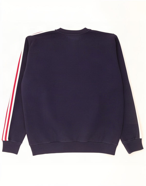 Zara Mens Sweatshirt Jumper XL Navy Blue Striped Cotton
