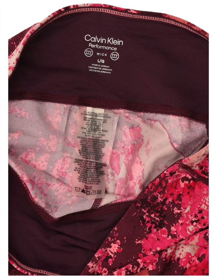 CALVIN KLEIN Leggings pentru femei cu model abstract, Marea Britanie 14, nailon burgundy mare