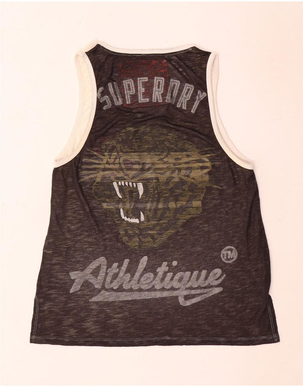Top cu vestă grafică pentru femei Superdry UK 10, gri mic, poliester color bloc