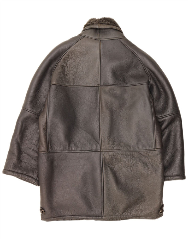 Pardesiu din shearling vintage pentru bărbați UK 42 XL negru