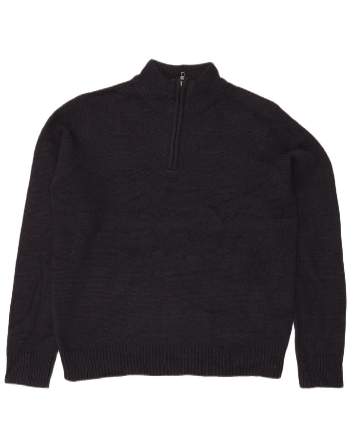 Pulover pentru bărbați French Connection, cu fermoar, cu gât, mare, albastru acrilic