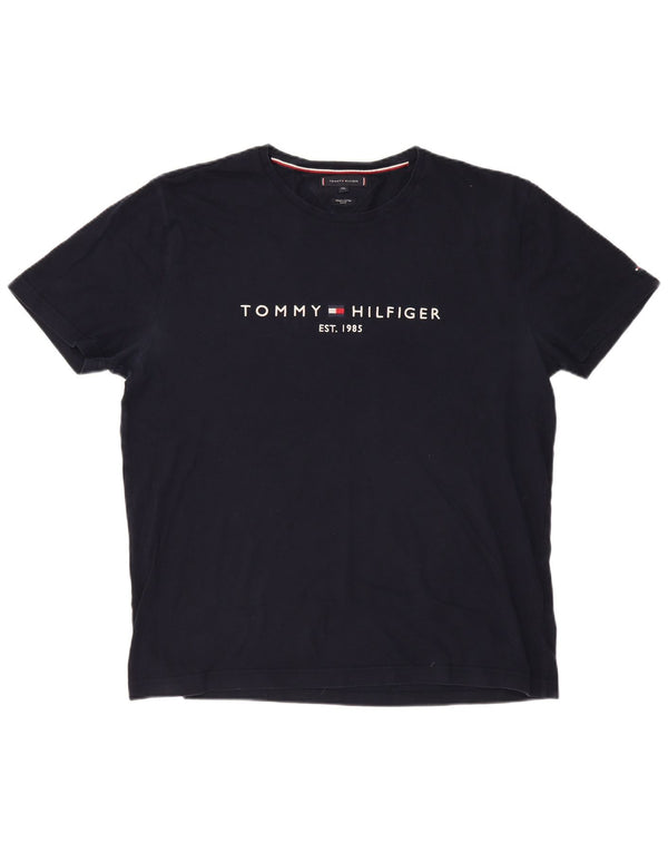 TOMMY HILFIGER Tricou grafic Slim Fit pentru bărbați Top 2XL Bumbac bleumarin