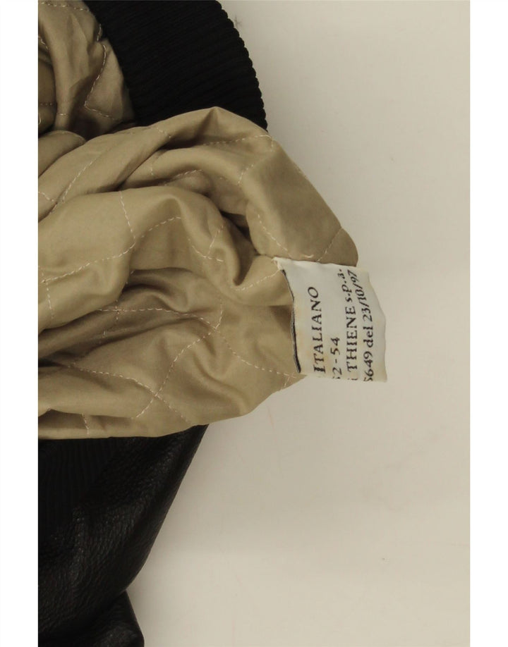 Jachetă militară din piele pentru bărbați Esercito IT 52/54 XL din piele neagră