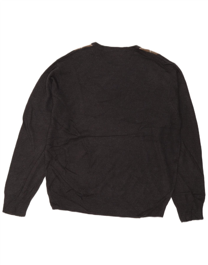 DOCKERS Pulover pentru bărbați cu gât roșu, mare, gri Argyle/Diamond Acrilic