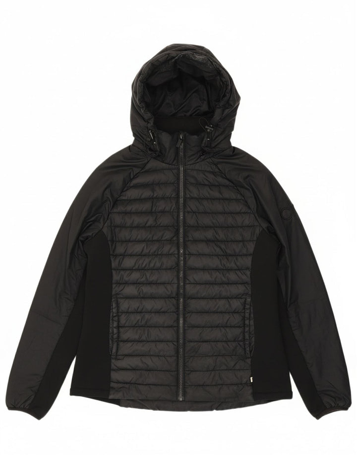 CALVIN KLEIN Womens Hooded Padded Jacket UK 14 Large Black Polyester