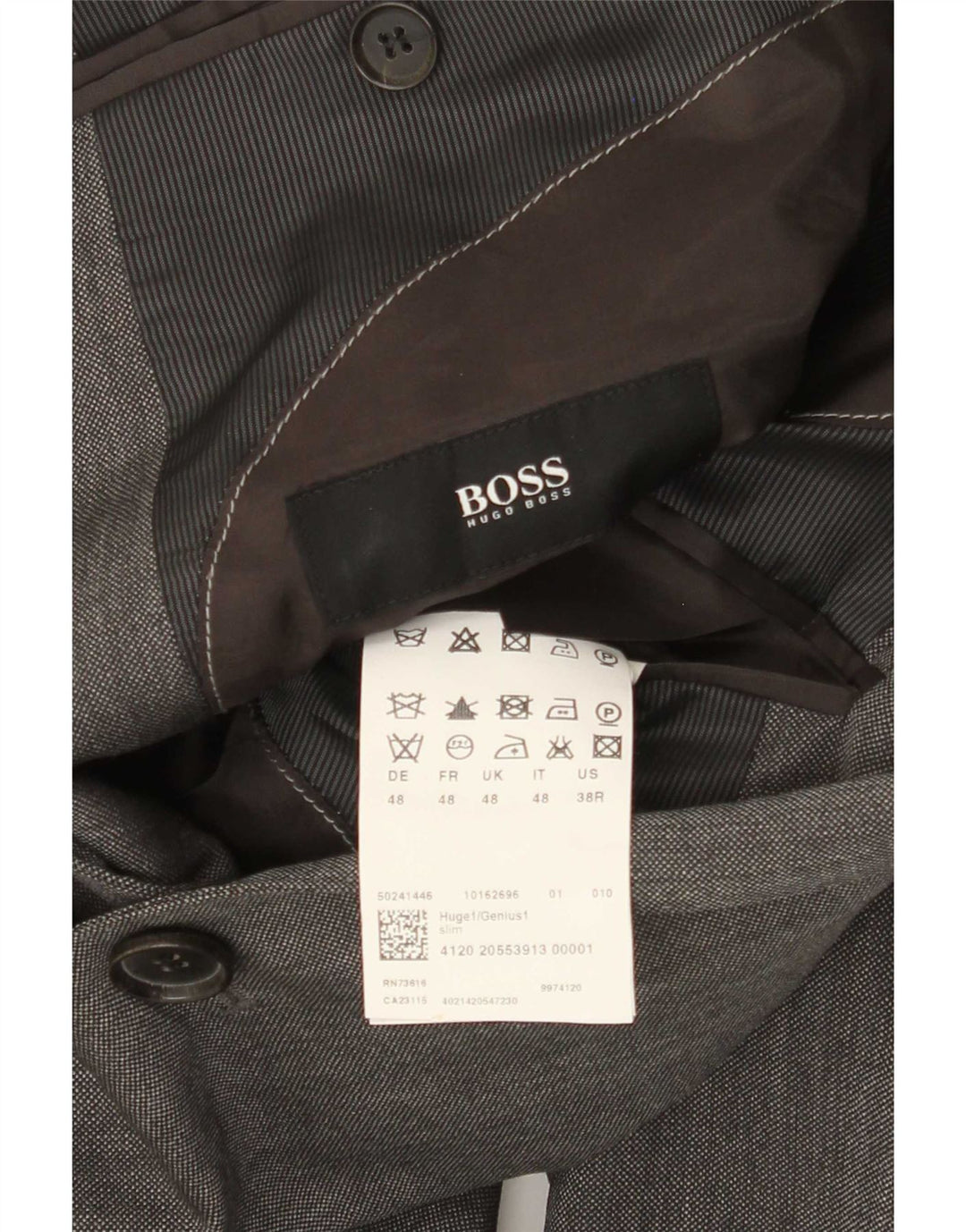 Blazer pentru bărbați Hugo Boss cu 2 nasturi EU 48 Lână virgină gri mediu