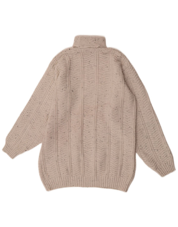 Pulover vintage pentru bărbați cu gât rulat, XL, acrilic cu pete albe