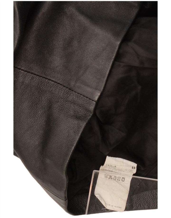 SISLEY Jachetă din piele cu 2 nasturi pentru femei IT 44 Piele neagră medie