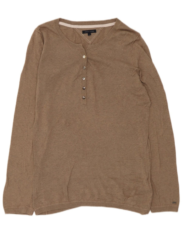 Pulover Tommy Hilfiger pentru damă, cu gât de barcă, din bumbac maro mare UK 14