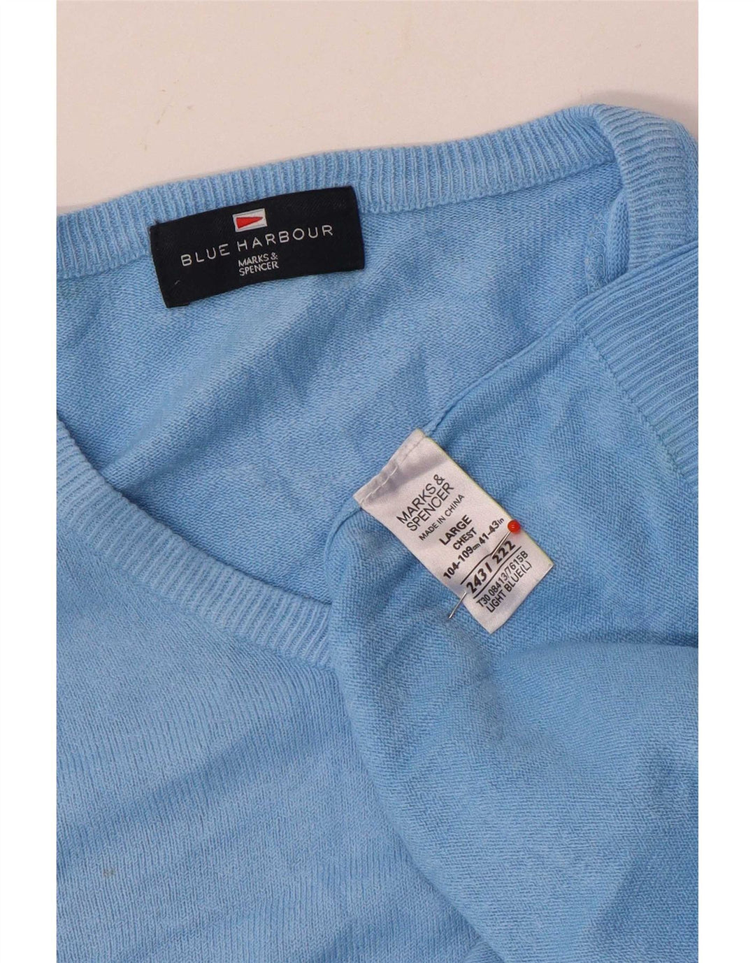 Marks & Spencer Pulover cu decolteu în V Blue Harbour pentru bărbați, acrilic mare