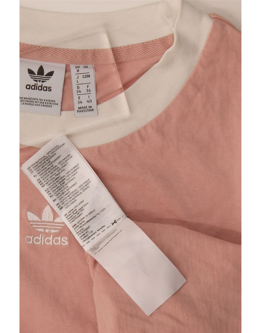 Tricou supradimensionat pentru femei Adidas UK 8 Small Pink Bumbac