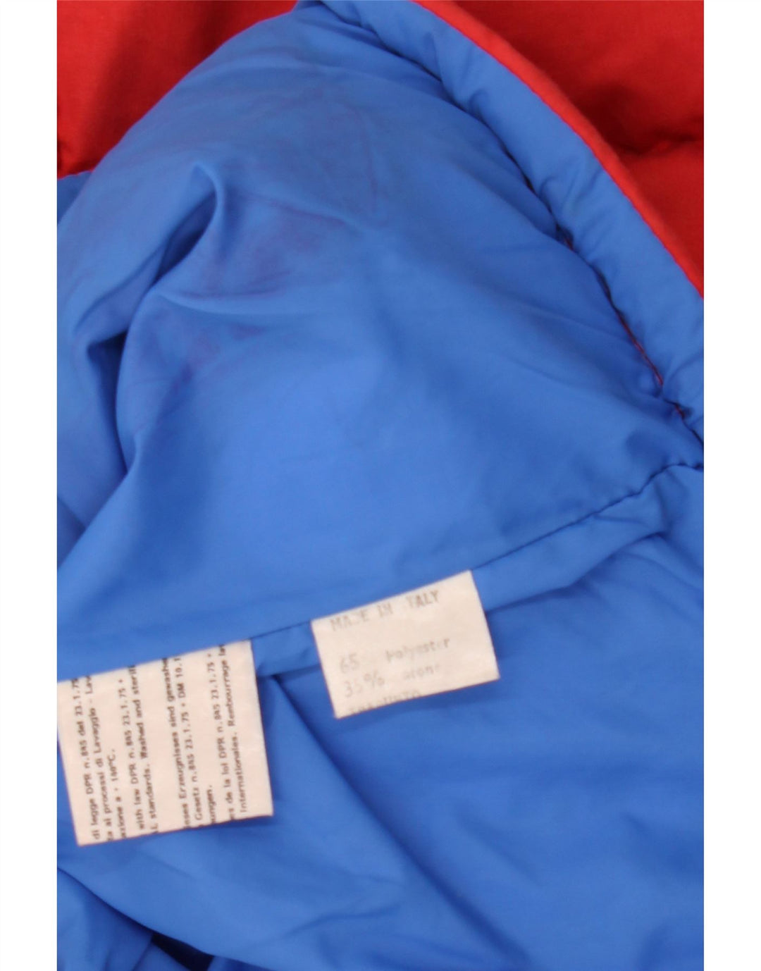Jachetă căptușită cu glugă vintage pentru bărbați IT 46 Small Red Colorblock Poliester