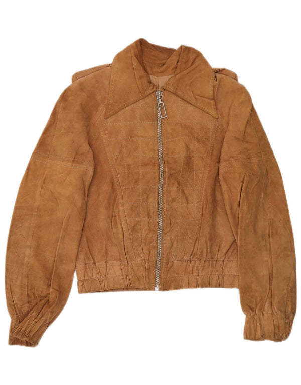 Jachetă militară de piele de căprioară pentru femei vintage IT 48 XL maro