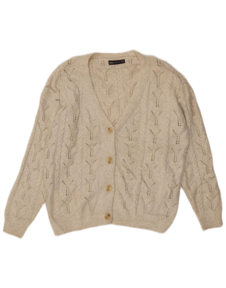 MARKS & SPENCER Pulover cardigan pentru femei UK 14 Poliester alb mediu