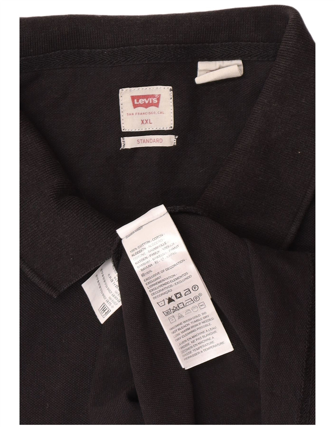Tricou polo standard pentru bărbați Levi's 2XL, bumbac negru