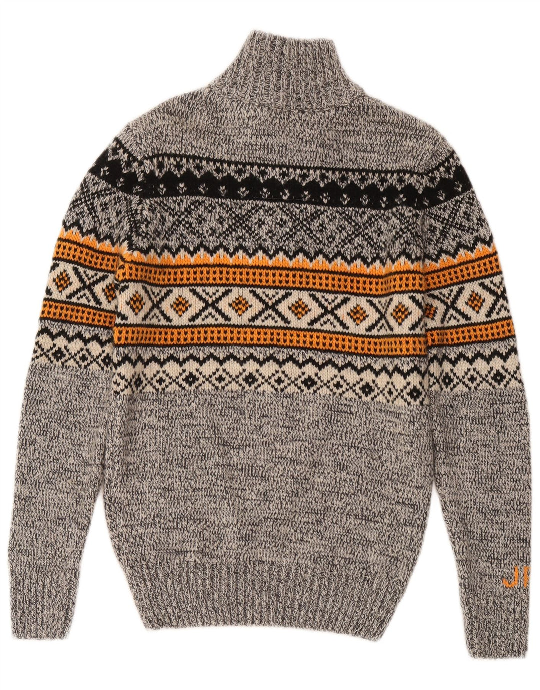 Pulover Superdry pentru bărbați, cu fermoar, cu gât, mic, gri Fair Isle, acrilic
