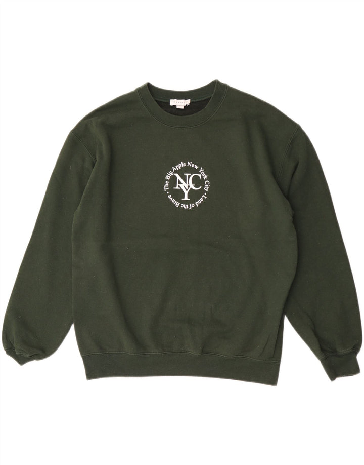 Pulover cu grafic pentru femei Topshop UK 14 verde mediu