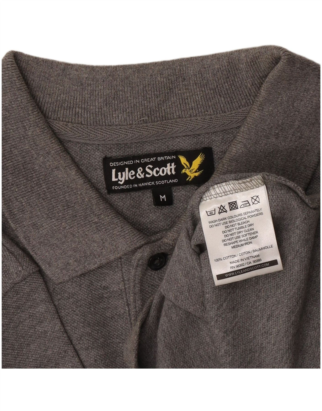 Tricou polo Lyle & Scott pentru bărbați, bumbac gri mediu