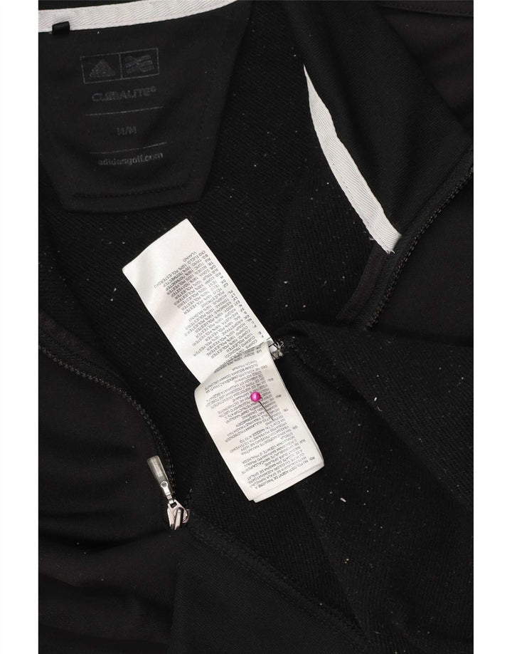 Pulover pentru bărbați Adidas Climalite, cu fermoar și gât, poliester mediu negru