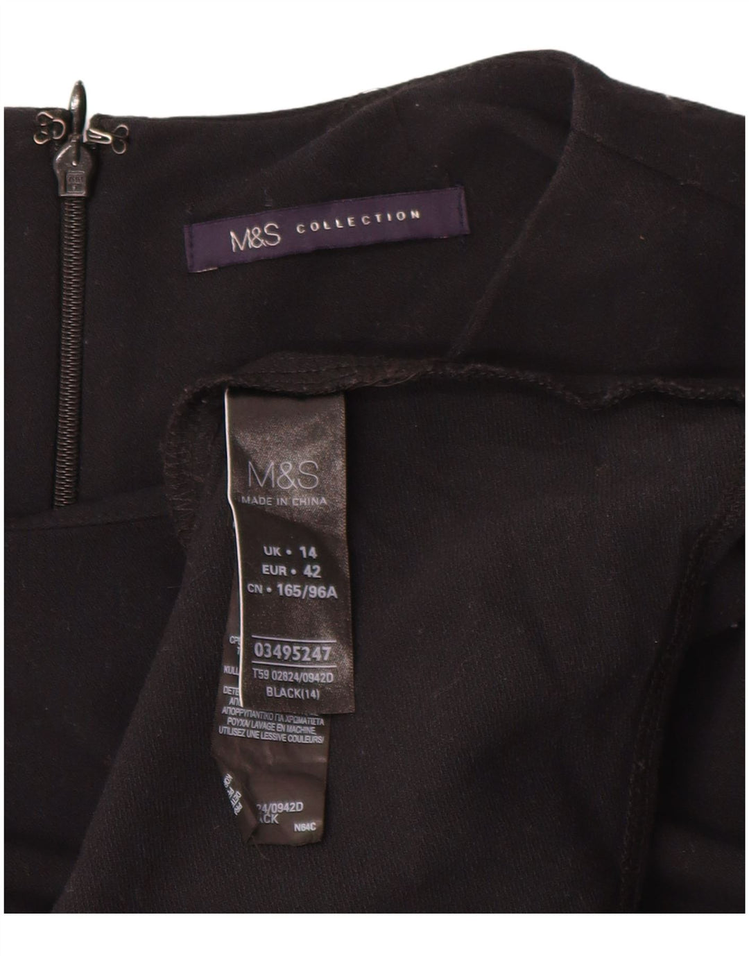 Rochie A-Line pentru femei Marks & Spencer cu mâneci lungi UK 14 Poliester negru mare