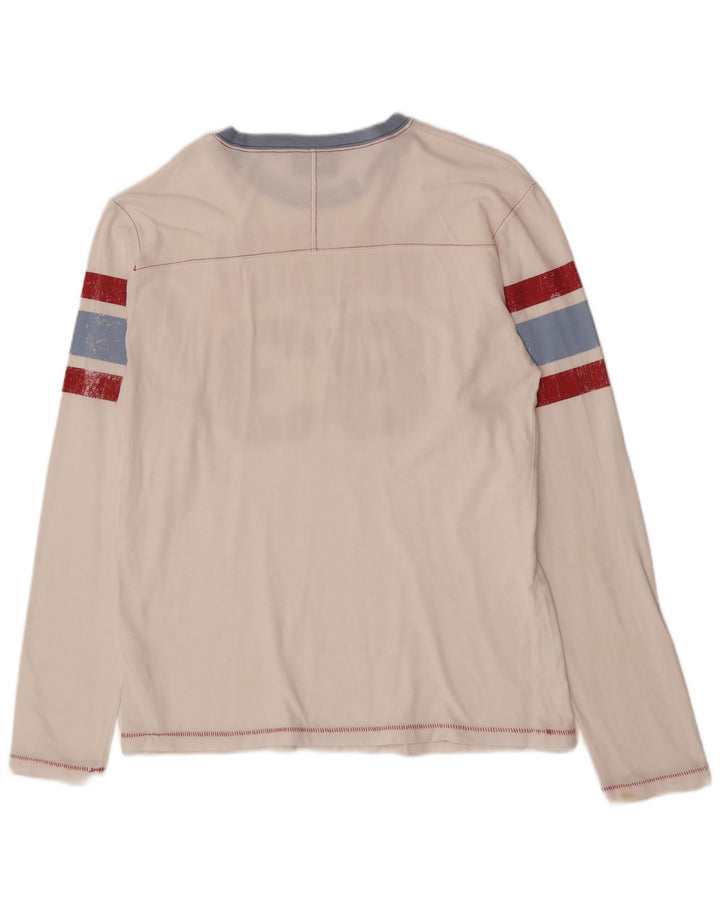 Woolrich Top grafic pentru bărbați cu mânecă lungă, mare, alb, bumbac