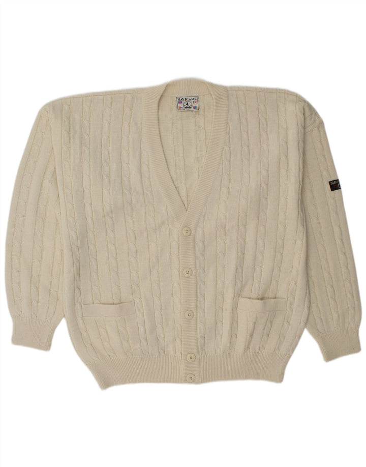 Pulover cardigan pentru bărbați Navigare XL alb