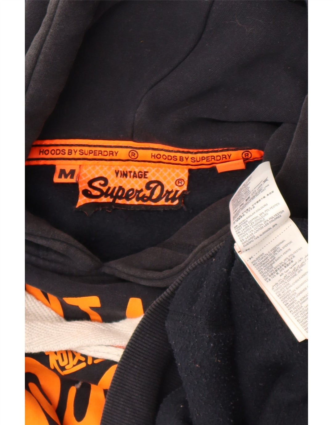 Pulover cu glugă grafic Superdry pentru bărbați, bumbac mediu negru