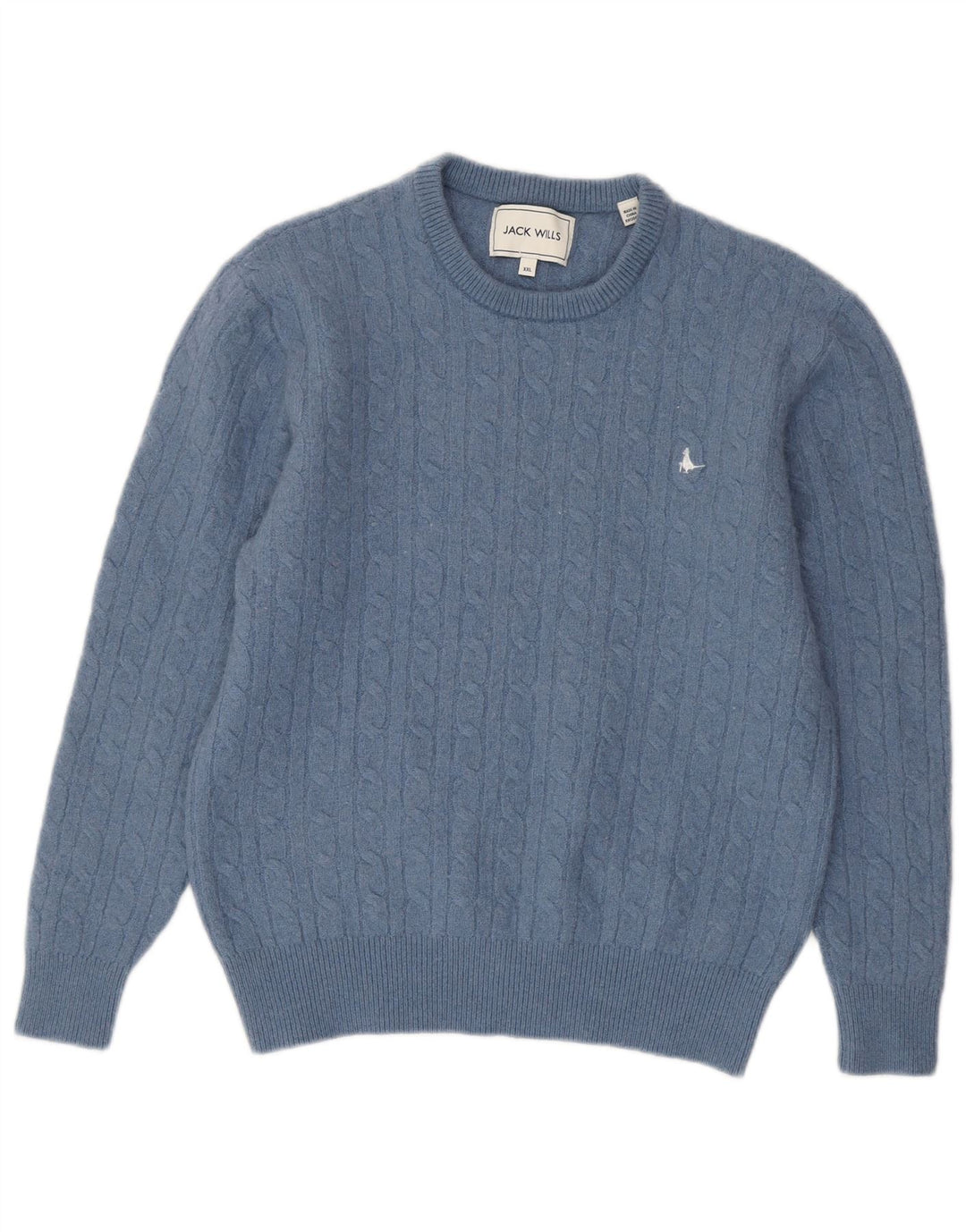 JACK WILLS Pulover cu gât crew pentru femei, lână mică, albastră