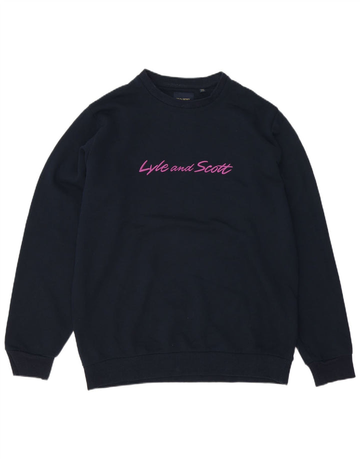 Hanorac cu grafic pentru bărbați Lyle & Scott Pulover mediu din bumbac bleumarin