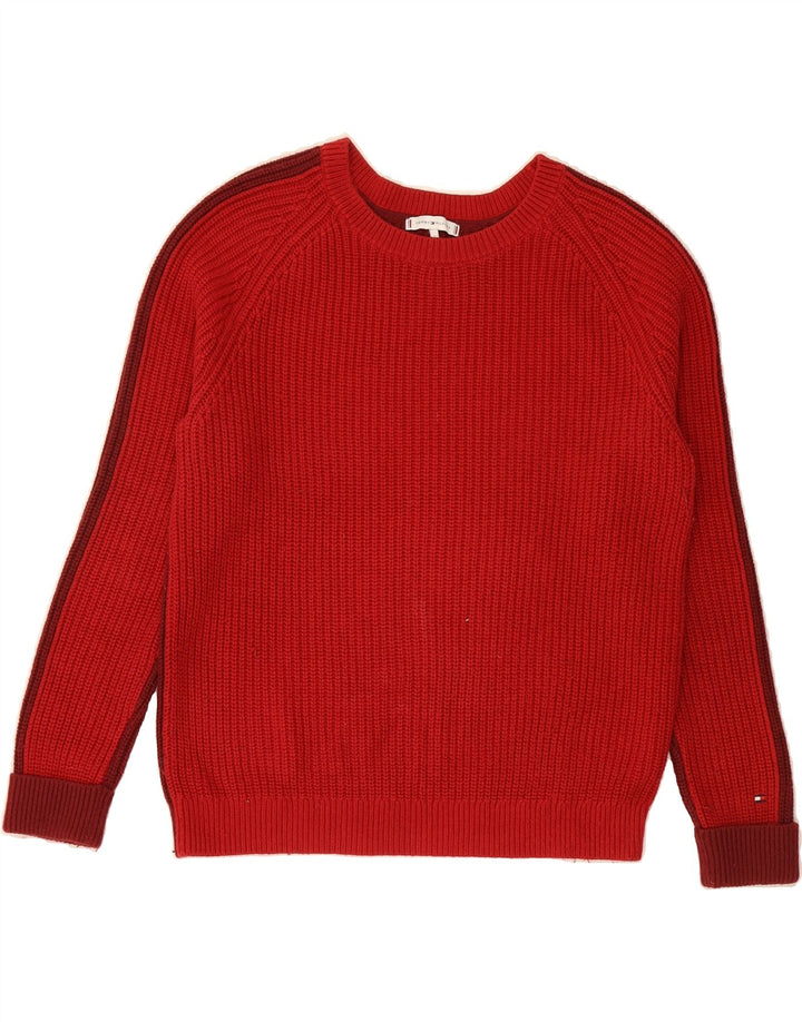 TOMMY HILFIGER Mens Crew Neck Jumper Sweater Small Red Cotton Vintage Tommy Hilfiger and Second-Hand Tommy Hilfiger from Messina Hembry 