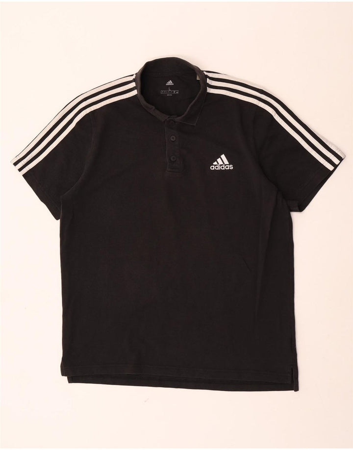 Tricou polo pentru bărbați Adidas, mare, negru, bumbac