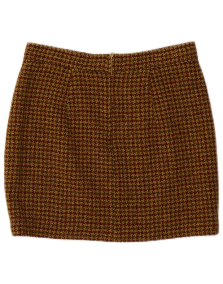 Fusta mini vintage pentru femei IT 46 Large W30 Brown Houndstooth Wool