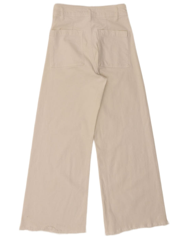 Pantaloni casual pentru femei cu talie înaltă Zara EU 38 Mici L28 L28 Alb